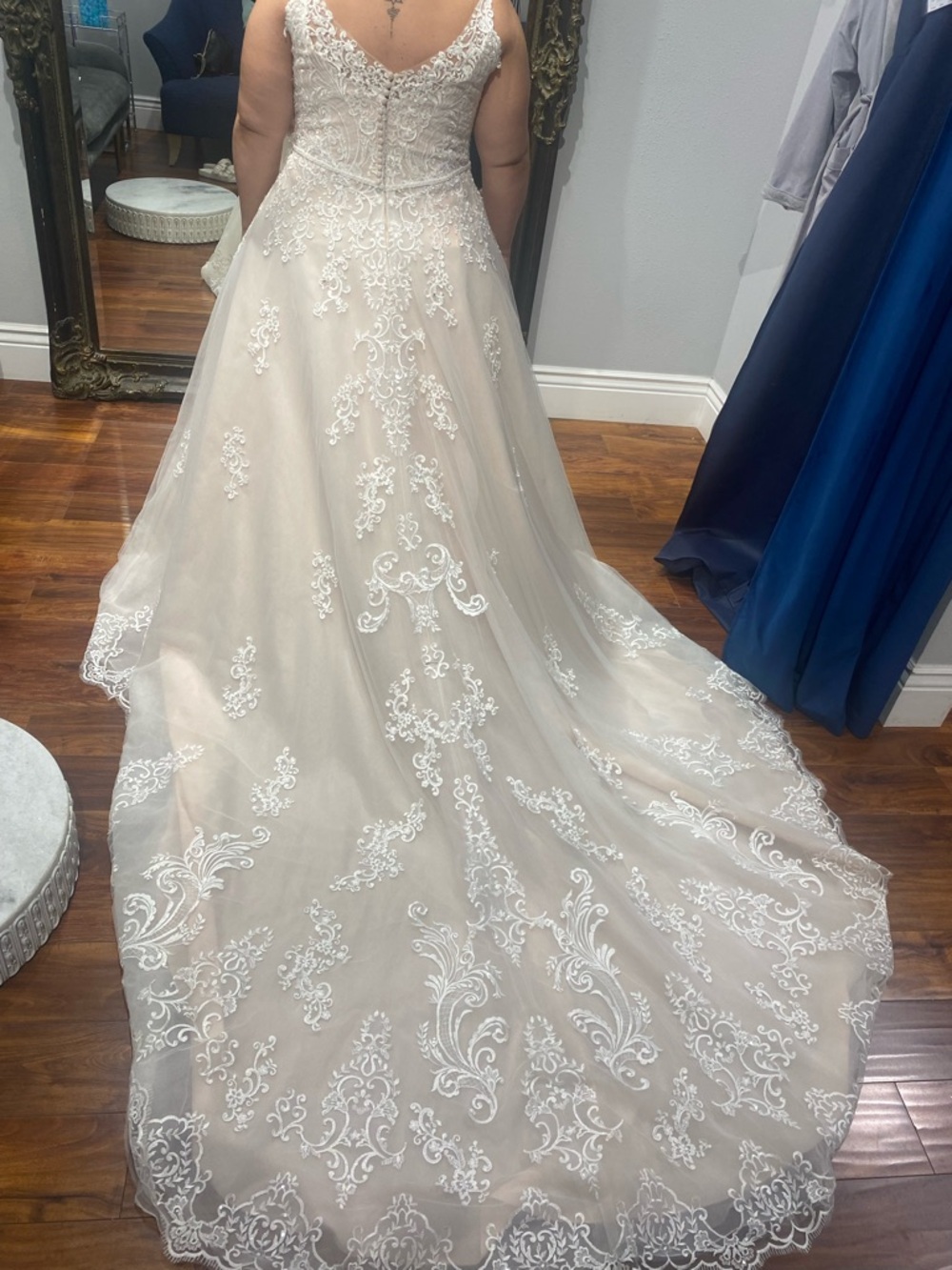 Maggie Sottero Blush and Ivory Lace Ballgown Wedding Dress - Picture 6 of 7